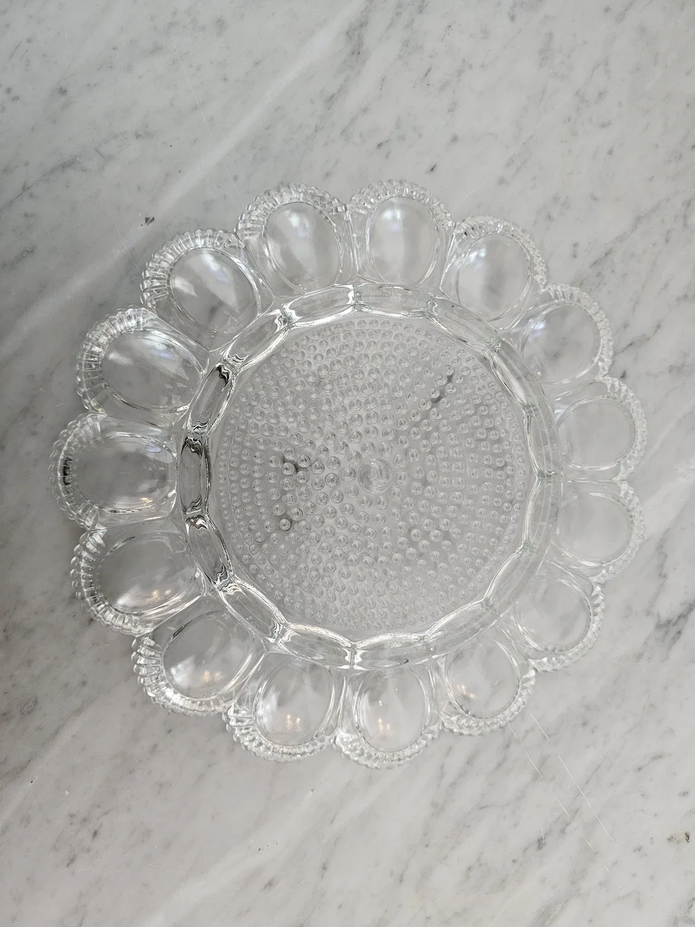 Vintage Indiana Glass Hobnail Deviled Egg Plate Clear Glass 12 Slot Serving Tray